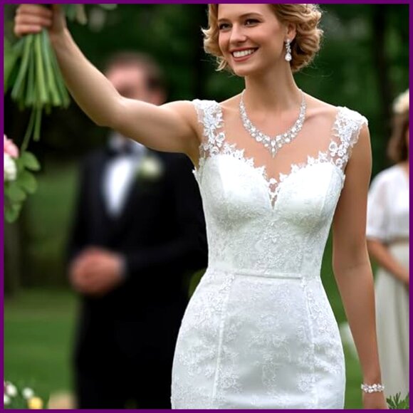 Austrian Crystal Teardrop Statement Jewelry Set Necklace Earrings Bracelet - Picture 4 of 8